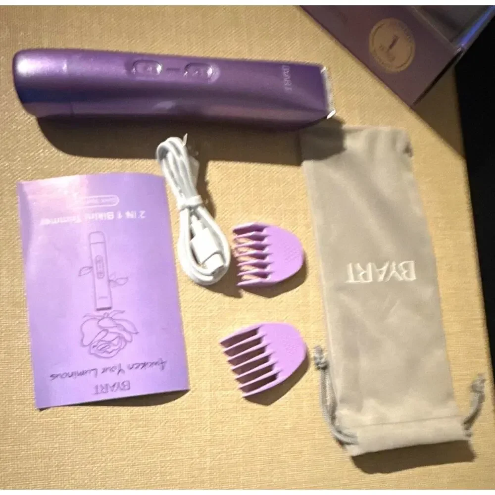 New BYART 2-In-1 Bikini Trimmer For Women Body Shaver USB Rechargeable Purple